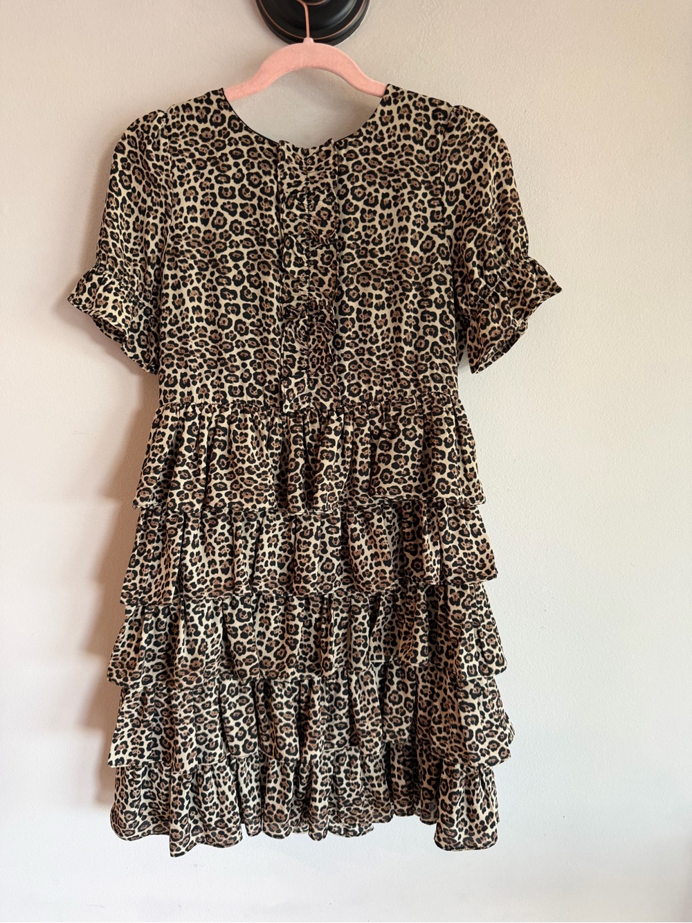 Bardot Junior Girls Leopard Print Tiered Ruffle Dress Brown Black US 18 EUR 164